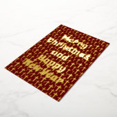 メリークリスマス&ハッピーニアイヤー十字架バーガンディ 箔シーズンカード (回転した状態)