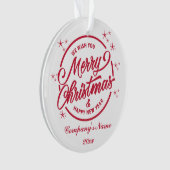 メリークリスマス&ハッピーニューイェアレッドタイポグラフィ オーナメント (正面)
