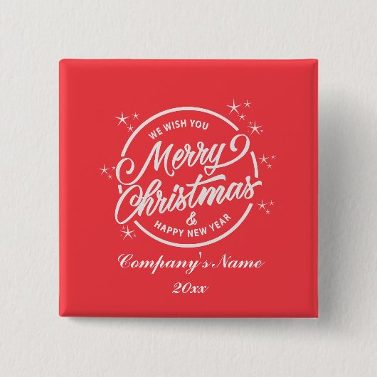 メリークリスマス&ハッピーニューイェーホワイトタイポグラフィ 缶バッジ (正面)