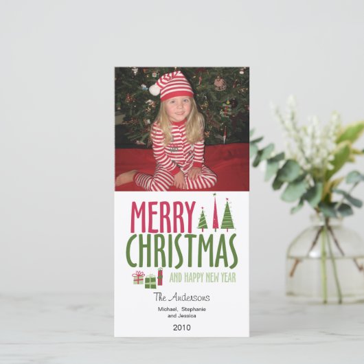 メリークリスマス&ハッピーニューイヤーの写真カード シーズンカード (スタンド正面)