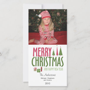 メリークリスマス&ハッピーニューイヤーの写真カード シーズンカード