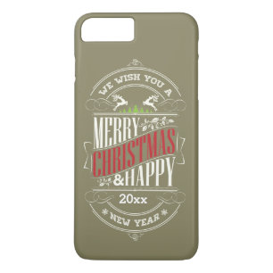 メリークリスマス&ハッピーニューイヤーカスタマイズ文字、 iPhone 8 PLUS/7 PLUSケース