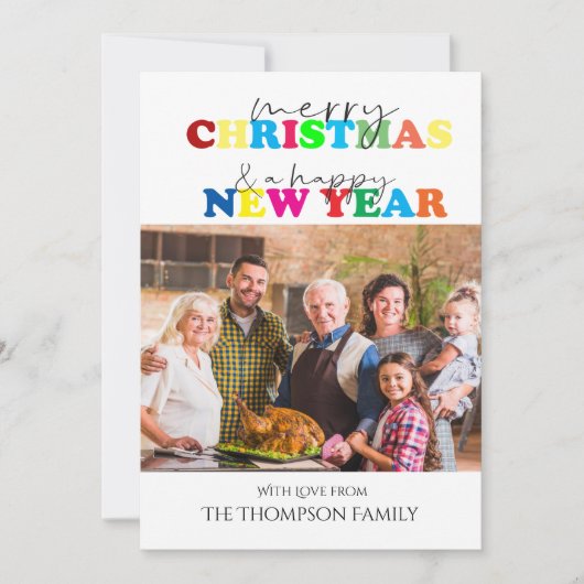 メリークリスマス&ハッピーニューイヤーカラフル写真 シーズンカード (正面)
