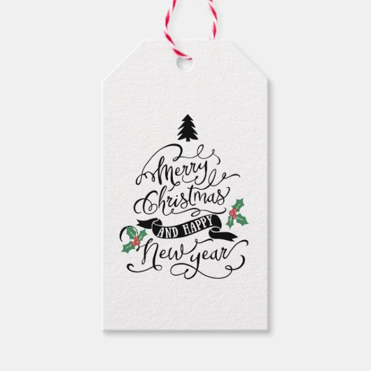メリークリスマス&ハッピーニューイヤーギフトラベル ギフトタグ (正面)