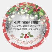 メリークリスマス&ハッピーニューイヤーグリーティングアドレス ラウンドシール (正面)
