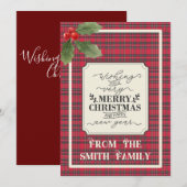 メリークリスマス&ハッピーニューイヤータータンチェック名 シーズンカード (正面/裏面)