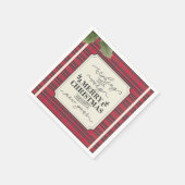 メリークリスマス&ハッピーニューイヤータータンチェック名 スタンダードカクテルナプキン (角)