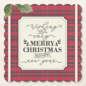 メリークリスマス&ハッピーニューイヤータータンチェック名 ペーパーコースター (正面)
