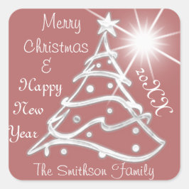 メリークリスマス&ハッピーニューイヤーツリーグレーバラ スクエアシール