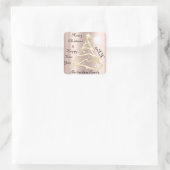 メリークリスマス&ハッピーニューイヤーツリーバラ金ゴールド スクエアシール (バッグ)