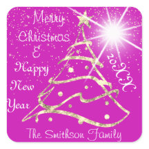 メリークリスマス&ハッピーニューイヤーツリーピンク金ゴールド