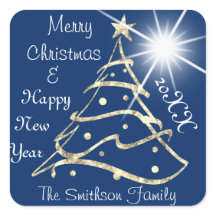 メリークリスマス&ハッピーニューイヤーツリーブルーネイビー