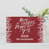 メリークリスマス&ハッピーニューイヤーパインレッドグリッター シーズンカード (スタンド正面)
