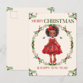 メリークリスマス&ハッピーニューイヤーブラックガール魔法 ポストカード (正面/裏面)