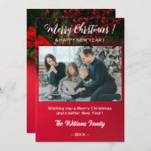メリークリスマス&ハッピーニューイヤーホリデーカード 招待状 (正面/裏面)