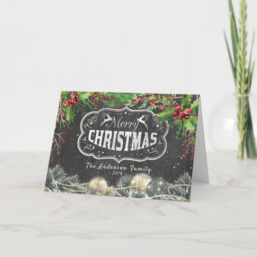 メリークリスマス&ハッピーニューイヤーホリデーグリーティング シーズンカード (正面)