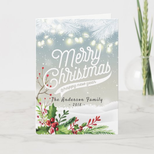 メリークリスマス&ハッピーニューイヤーホリデーグリーティング シーズンカード (正面)