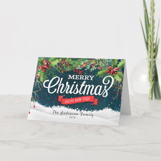 メリークリスマス&ハッピーニューイヤーホリデーグリーティング シーズンカード (正面)