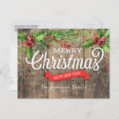 メリークリスマス&ハッピーニューイヤーホリデーグリーティング シーズンポストカード (正面/裏面)