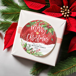 メリークリスマス&ハッピーニューイヤーホリデーグリーティング ラウンドシール