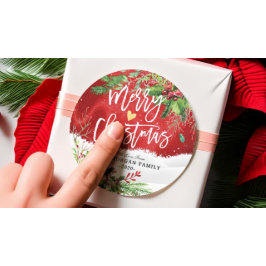 メリークリスマス&ハッピーニューイヤーホリデーグリーティング ラウンドシール