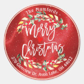 メリークリスマス&ハッピーニューイヤーホリデーズアドレス ラウンドシール (正面)