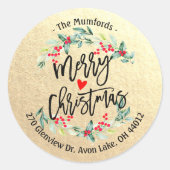 メリークリスマス&ハッピーニューイヤーホリデーズアドレス ラウンドシール (正面)