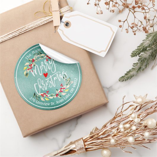 メリークリスマス&ハッピーニューイヤーホリデーズアドレス ラウンドシール
