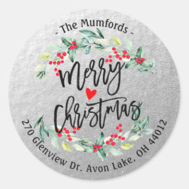 メリークリスマス&ハッピーニューイヤーホリデーズアドレス ラウンドシール
