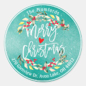 メリークリスマス&ハッピーニューイヤーホリデーズアドレス ラウンドシール (正面)