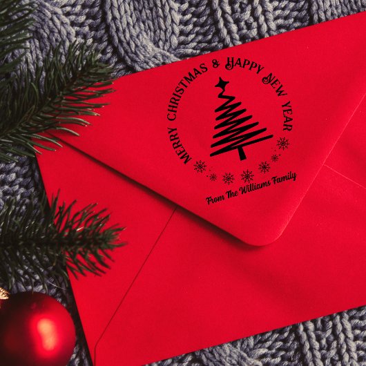 メリークリスマス&ハッピーニューイヤーホリデーツリー ラバースタンプ