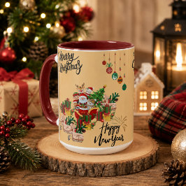 メリークリスマス&ハッピーニューイヤーホリデーマグ マグカップ