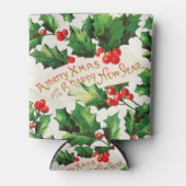 メリークリスマス&ハッピーニューイヤーホリー 缶クーラー (正面)