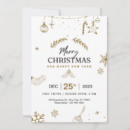 メリークリスマス&ハッピーニューイヤーモダン 招待状