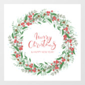 メリークリスマス&ハッピーニューイヤーリース  ウィンドウサイン (シート)