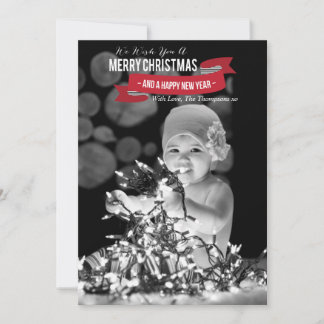メリークリスマス&ハッピーニューイヤー写真フラットカード シーズンカード