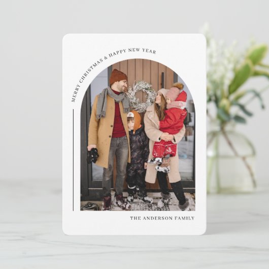 メリークリスマス&ハッピーニューイヤー家族の写真カード シーズンカード (スタンド正面)