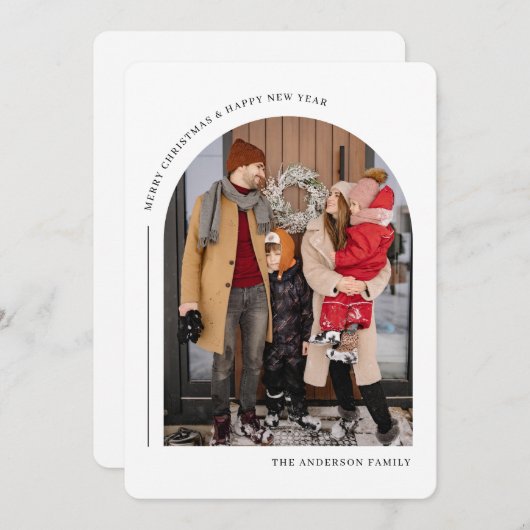メリークリスマス&ハッピーニューイヤー家族の写真カード シーズンカード (正面/裏面)