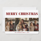 メリークリスマス&ハッピーニューイヤー家族写真赤 シーズンカード (正面)