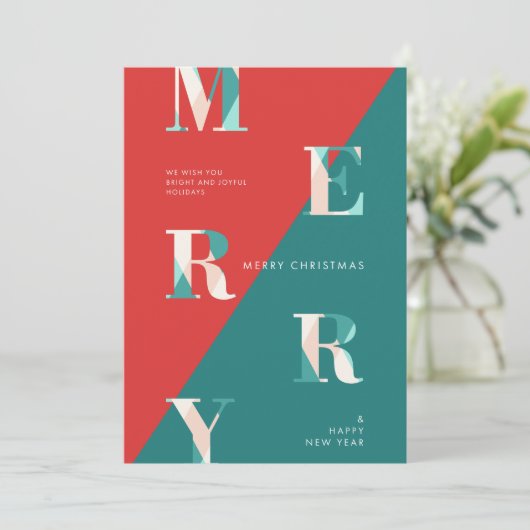 メリークリスマス&ハッピーニューイヤー幾何学モダン的 シーズンカード (スタンド正面)