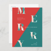 メリークリスマス&ハッピーニューイヤー幾何学モダン的 シーズンポストカード (正面/裏面)