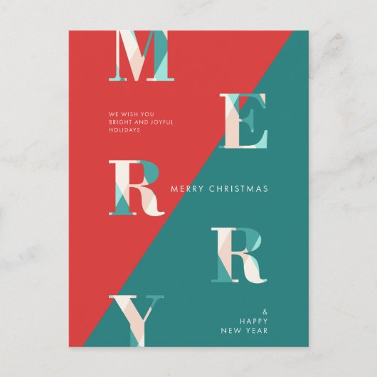 メリークリスマス&ハッピーニューイヤー幾何学モダン的 シーズンポストカード (正面)