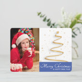 メリークリスマス&ハッピーニューイヤー独身のフォトカード シーズンカード (スタンド正面)