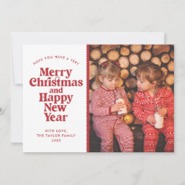 メリークリスマス&ハッピーニューイヤー赤い写真 シーズンカード