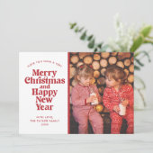 メリークリスマス&ハッピーニューイヤー赤い写真 シーズンカード (スタンド正面)