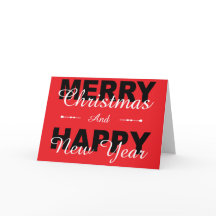 メリークリスマス&ハッピーニューイヤー赤ホリデーカード