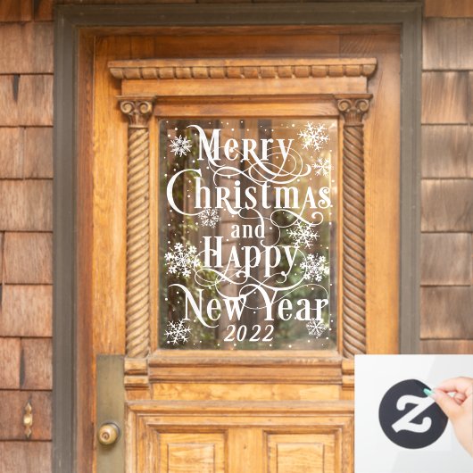 メリークリスマス&ハッピーニューイヤー2022ホームドアW ウィンドウサイン (ホームデコレーション)