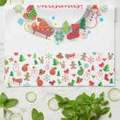 メリークリスマス&ハッピーニューイヤー2024年クリスマス雪だるま キッチンタオル (折り畳み)