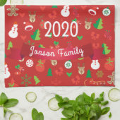 メリークリスマス&ハッピーニューイヤー2024年クリスマス雪だるま キッチンタオル (折り畳み)