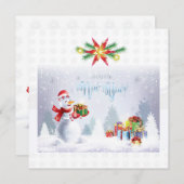 メリークリスマス&ハッピーニューイヤー2025年クリスマス雪だるま ノートカード (正面/裏面)